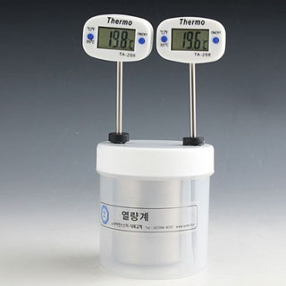 간이열량계/뚜껑에구멍이2개뚫린원통